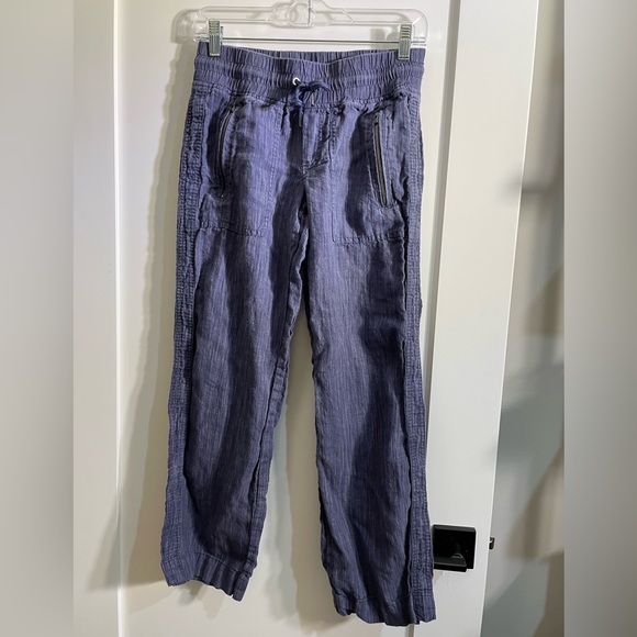 Athleta Pants - Athleta Cabo Linen Wide Leg Pant Blue Size 0P